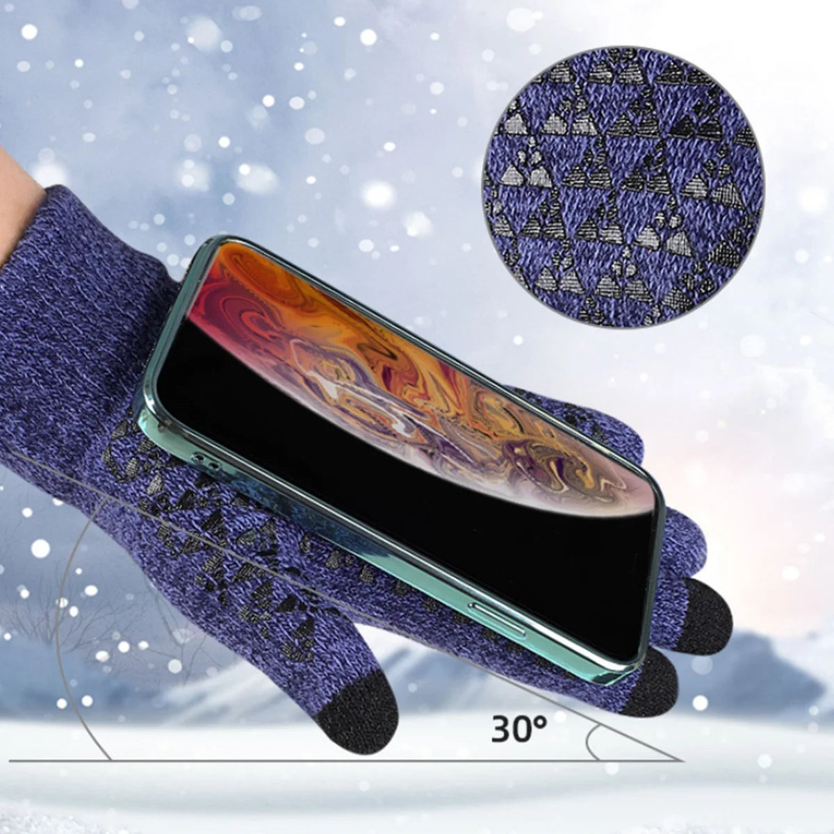 Rękawiczki Dotykowe Zimowe - Welurowe z Antypoślizgową Dłonią