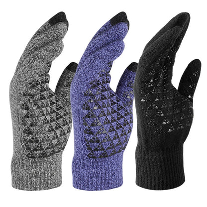 Rękawiczki Dotykowe Zimowe - Welurowe z Antypoślizgową Dłonią