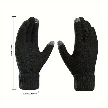 Men's and Women's Winter New Minimalist Knitted Gloves with Mobile Touch Screen Operation Thick and Warm Outdoor Gloves